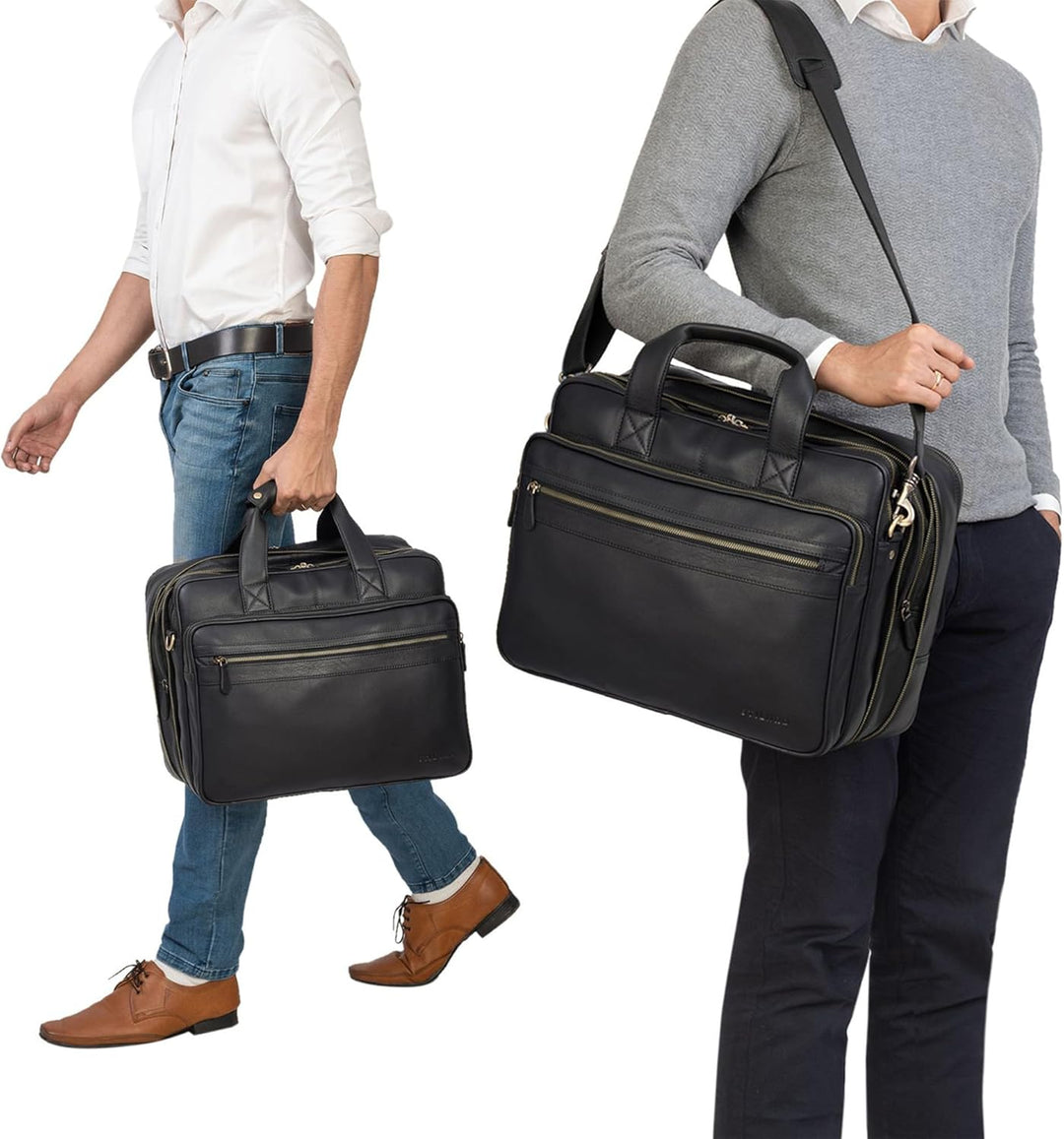 STILORD 'Leopold' XL Echtleder Aktentasche - der verbesserte Geheimtipp für Lehrerzimmer & Büro - Bu