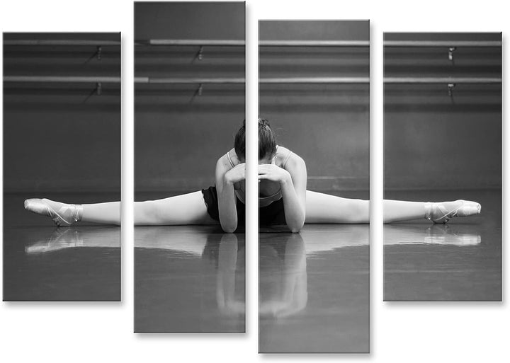 islandburner Bild auf Leinwand Ballerina Spagat Im Studio Mit Barre Hintergrund Schwarz-Weiss Bilder