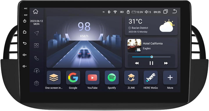 hizpo 9 Zoll Touchscreen Autoradio Kompatibel mit FIAT 500 2007-2014 mit Carplay/Android Auto 8-Core