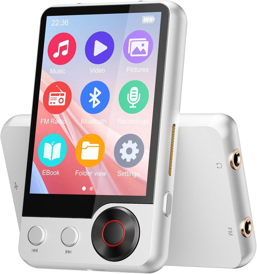 128GB MP3-Player mit Bluetooth 5.3, Verlustfreier HiFi-Musikplayer mit Zwei Kopfhöreranschlüssen, HD