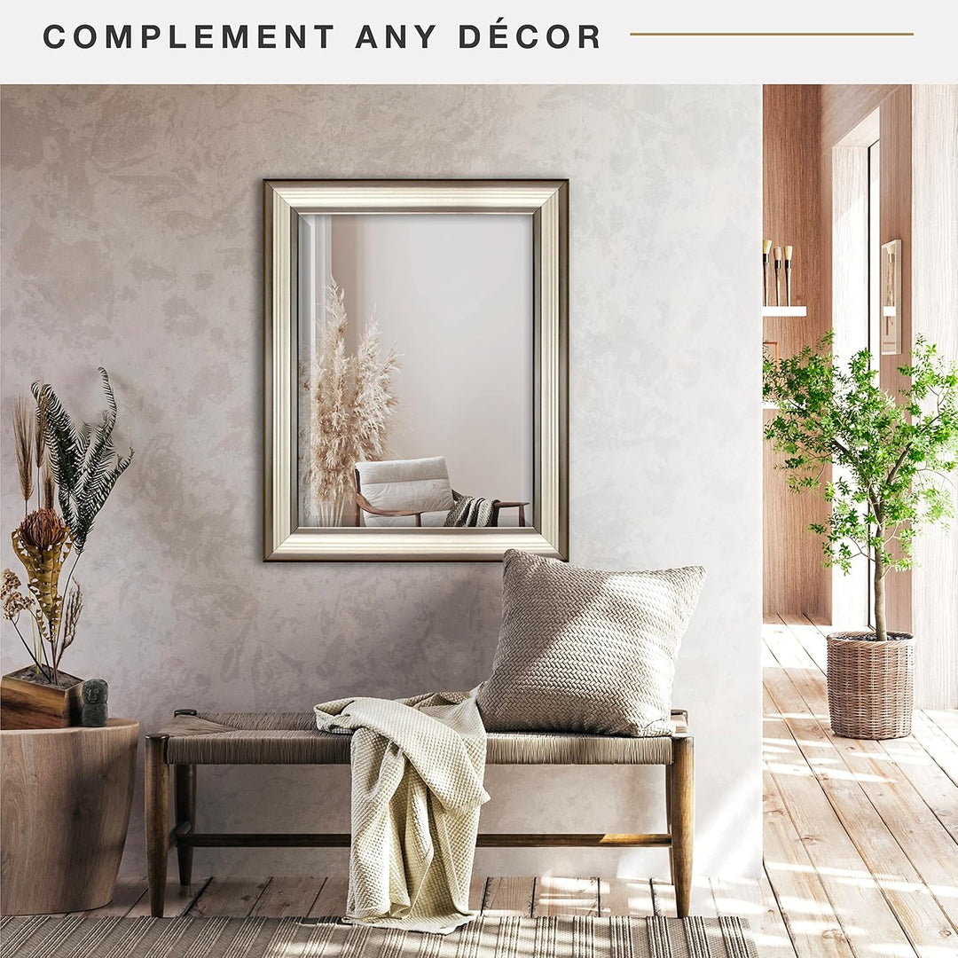 MCS 45,7 x 61 cm geriffelter Spiegel, 45,7 x 61 cm, zweifarbig, warmes Zinn und Silber 29"L x 23"W S