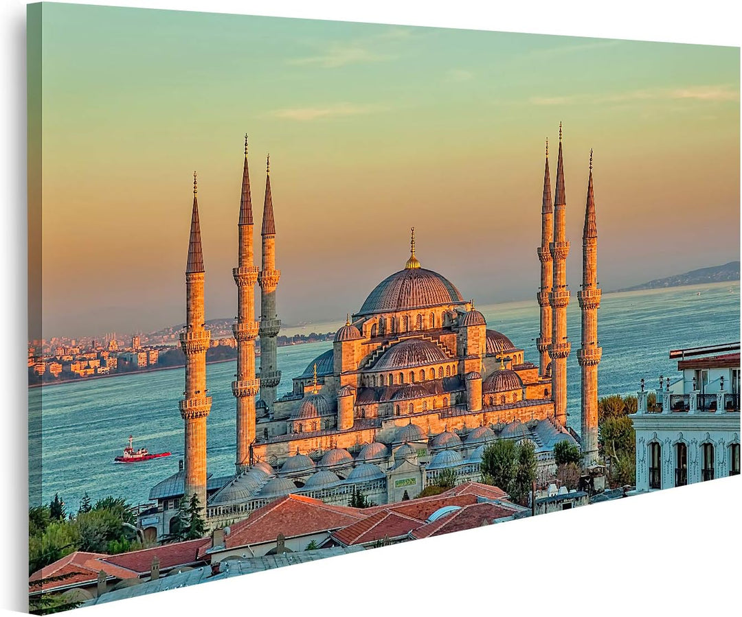 islandburner Bild auf Leinwand Blaue Moschee In Glorius Sonnenuntergang Istanbul Sultanahmet Park Di