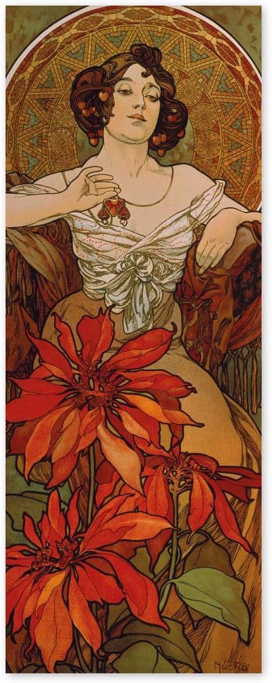JUNIWORDS Poster, Alfons Maria Mucha, Edelsteine, Rubin, 40 x 102 cm, 40 x 102 cm