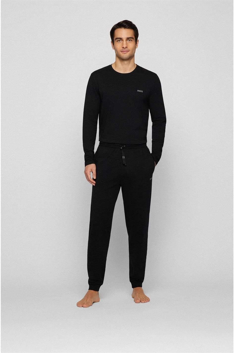 BOSS Herren Mix&Match LS-Shirt R Regular-Fit Longsleeve aus Stretch-Baumwolle mit Logo-Stickerei Sch