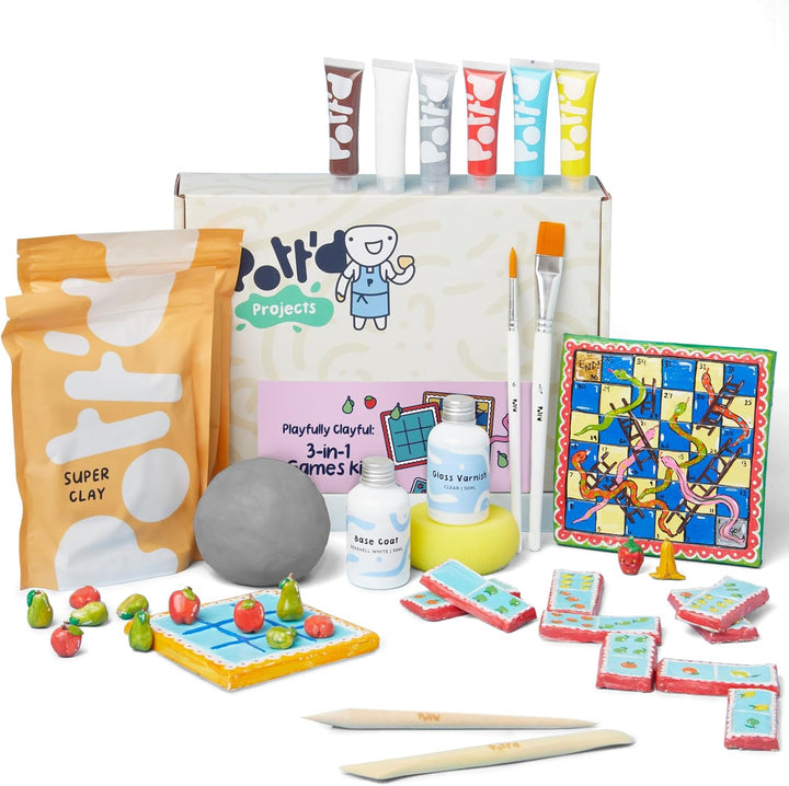 Pott'd Mini-Töpfer-Sets | Lufttrocknendes Töpferset für Erwachsene | Mit Farben, Töpferwerkzeugen un