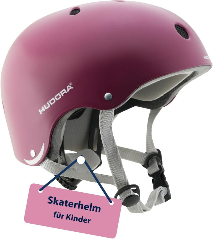 HUDORA Skaterhelm Robuster Kinderhelm - Fahrradhelm mit Air-Vent Belüftungssystem - Grössenverstellb