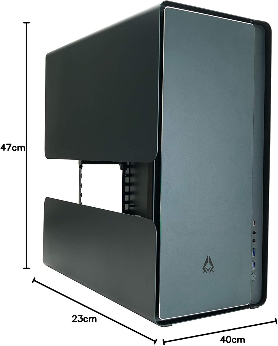 Azza Cast Gaming Tower-Gehäuse, schwarz mit seitlicher Flügeltür