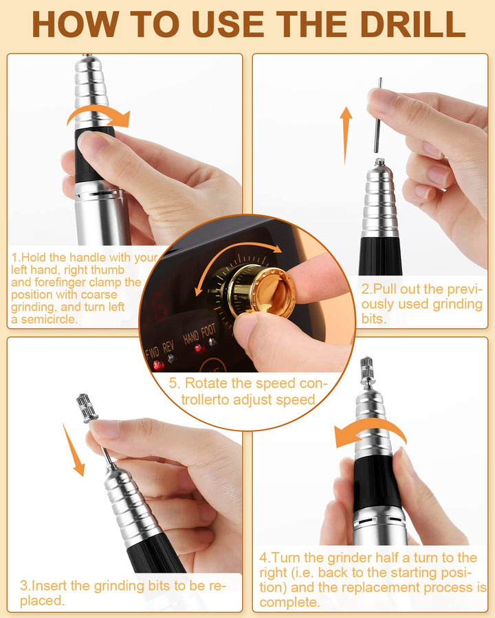 Nagelfräser 35000 U/Min Elektrische Nagelfeile für Gelnägel Maniküre Pediküre Set Professionelle Nai