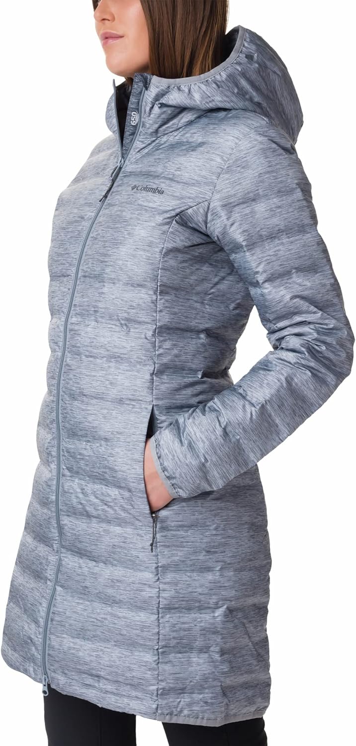 Columbia Damen Lake 22 Down Long Hooded Jacket Daunenjacke Mit Kapuze XL Tradewinds Grey Heather, XL