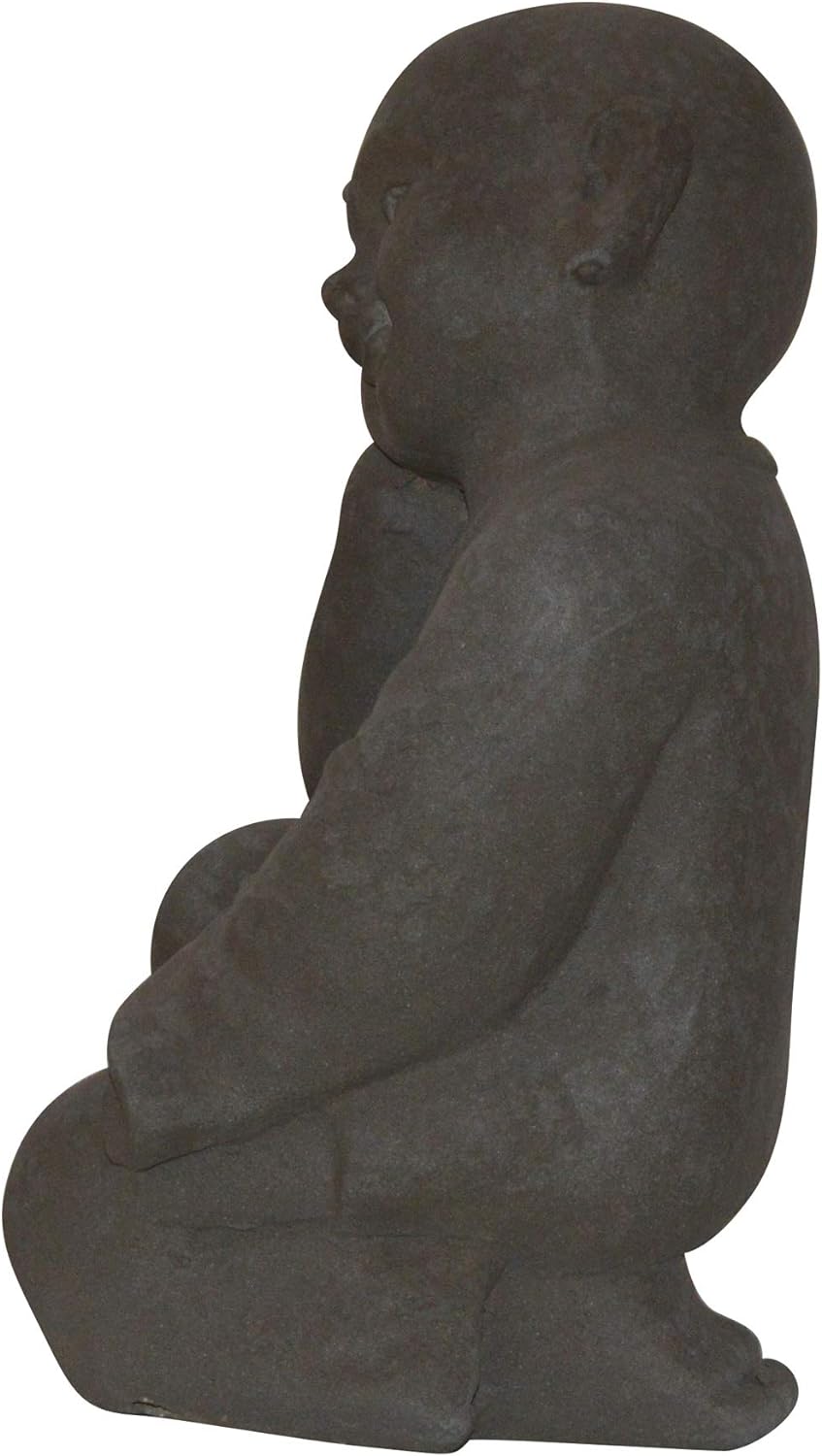 Figur Shaolin Mönch denkend - für Haus und Garten - Höhe 42 cm - grau