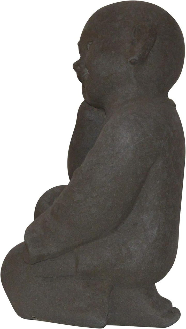 Figur Shaolin Mönch denkend - für Haus und Garten - Höhe 42 cm - grau