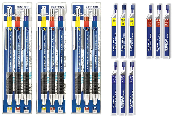 Staedtler 775SCWP3 - Marsmicro 0,3-0,7 3er Set farbig (3, inkl. Minen 03 H?05 HB?07B) inkl. Minen 03