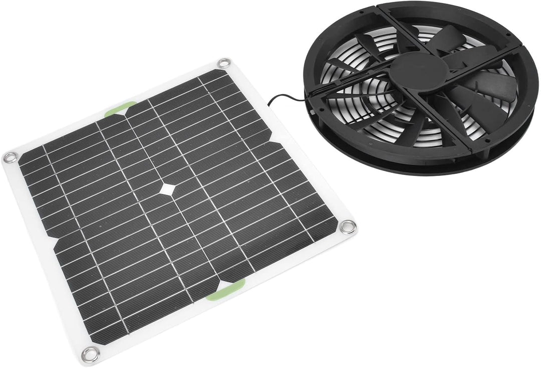 Fafeicy Solarpanel-Lüfter-Kit, 100 W 2 A Wasserdichter Lüftungsgehäuse-Abluftventilator, 23–24% Umwa