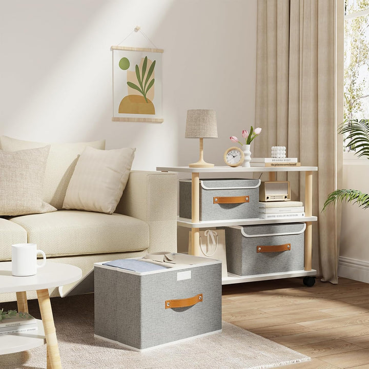 OUTBROS 5 Stück Aufbewahrungsboxen mit Deckel, 33 x 23 x 20 cm, faltbare Stoffboxen, Aufbewahrungskö