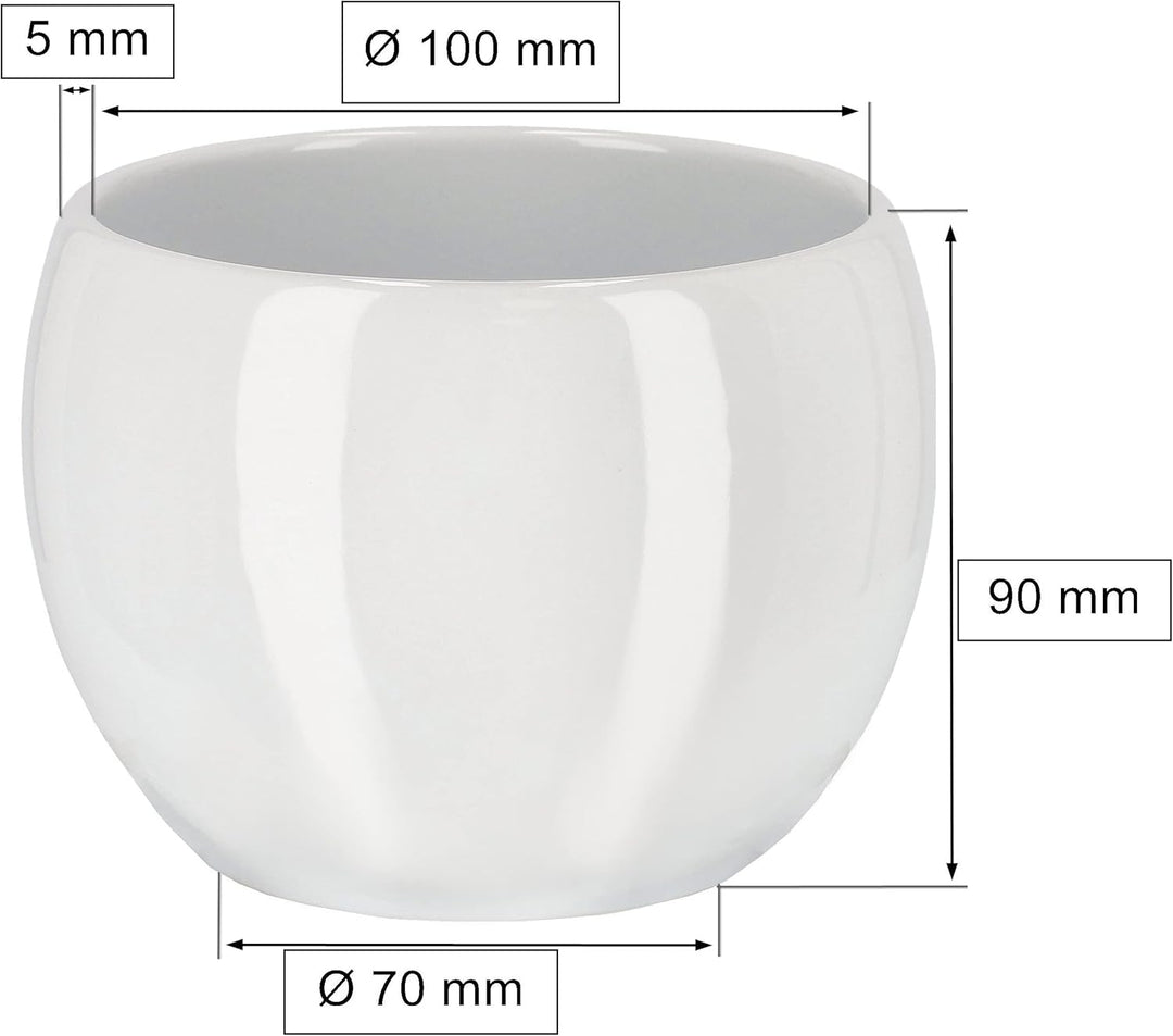 KOTARBAU® 2er Set Keramik-Blumentopf Übertopf für Blumen Pflanzen ⌀ 10 cm ⌀ 13 cm Weiss ⌀ 10 Cm + ⌀