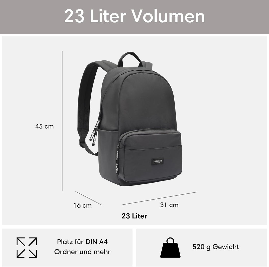 LARKSON Schulrucksack Mädchen & Jungen Teenager - No 3 - Rucksack Damen & Herren für Schule - 16" La