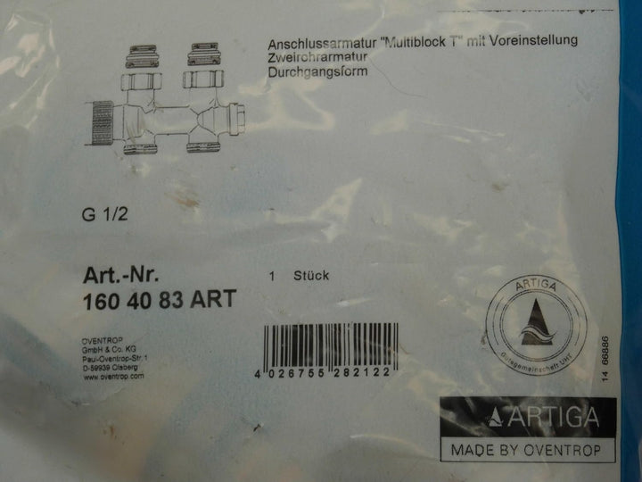 Oventrop Multiblock T Anschlussarmatur Durchgang mit Voreinstellung DN 15 (1/2") 50 mm