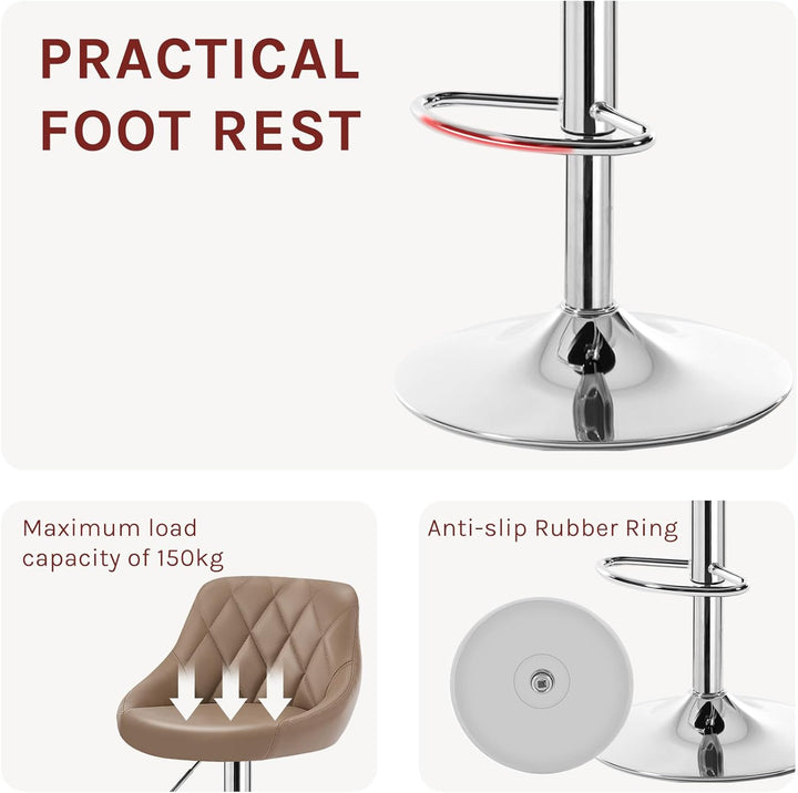 WOLTU BH23kk-1 1er Barhocker Barstuhl, leichte reinige Kunstleder, Gute gepolsterte Sitzfläche, Höhe