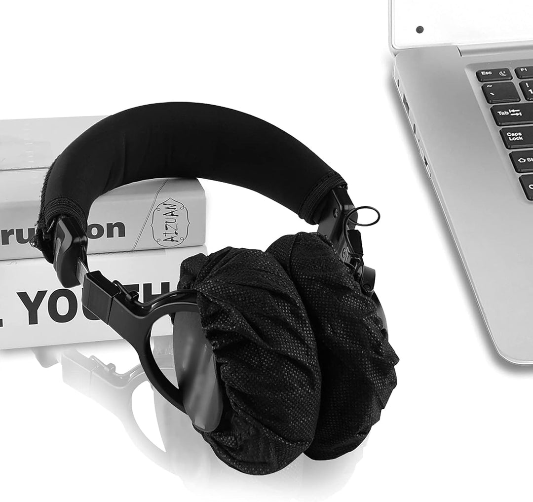 Geekria 100 Paar Einzeln verpackte Einweg-Kopfhörerabdeckungen, Dehnbare Sanitär-Ohrpolster, hygieni