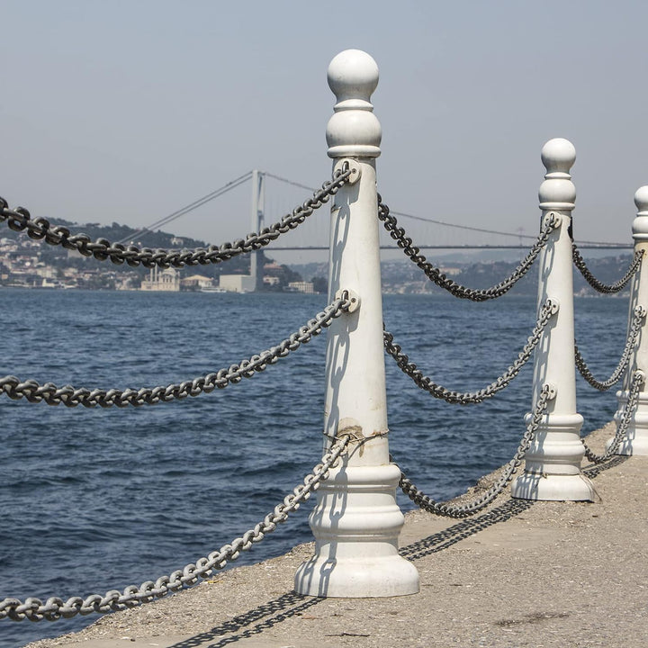 DQ-PP Stahlkette Stahl C15 | 5 mm | 15 m | Kurzgliedrig | Verzinkt | DIN 5685 | Absperrkette | Metal