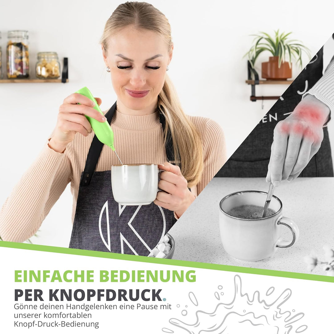 Oliver's Kitchen ® Handbetriebener Milchaufschäumer - Erzeuge in Sekundenschnelle Milchschaum für Ka