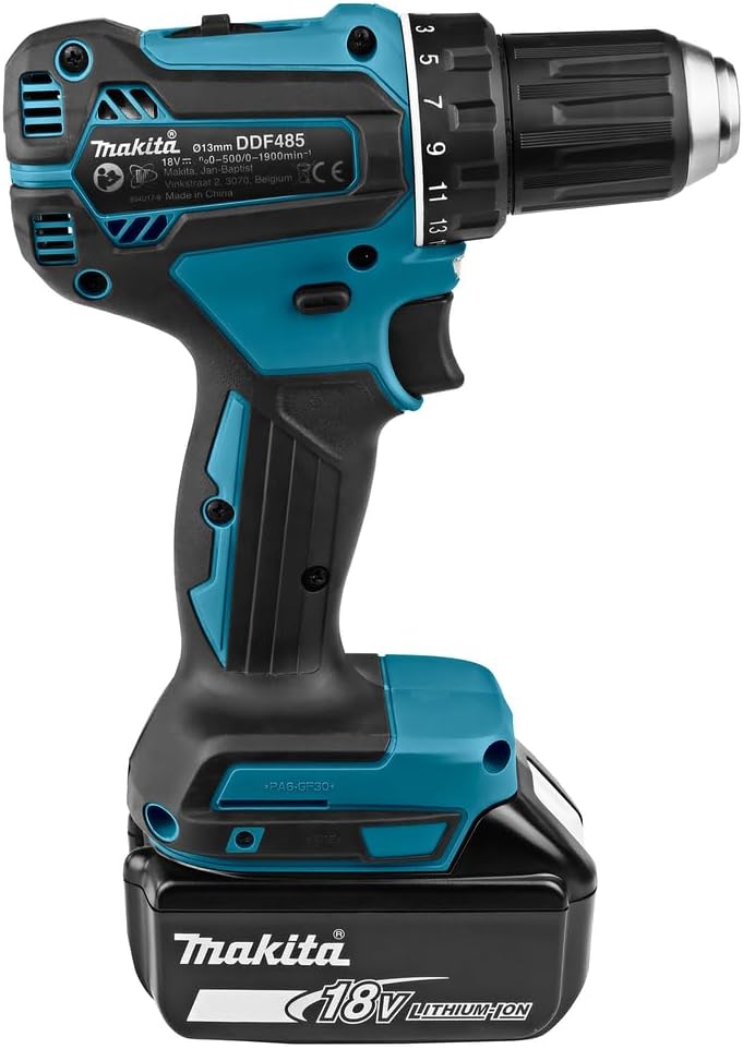 Makita DDF485RTJ Akku-Bohrschrauber 18, 0V, Blau/Silber Single