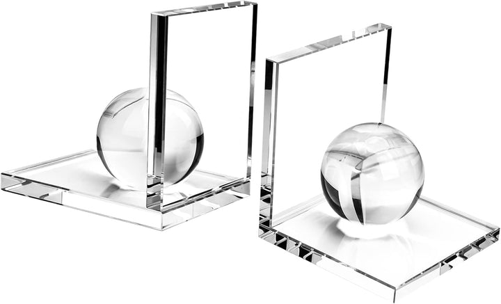 MerryNine innovative, kristallklare Buchstützen mit Kristallkugel, 1 Paar, L-Form, rutschfeste für s