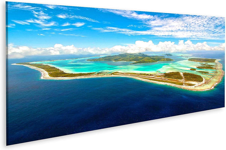 islandburner Bild auf Leinwand Bora Bora Insel Bilder Wandbilder Poster Leinwand 120x40cm - Panorama