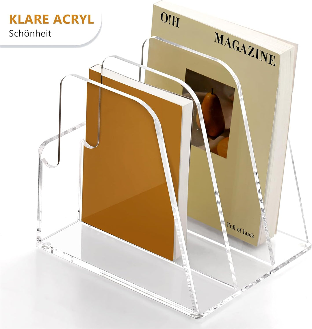 SANRUI Acryl Stehsammler, Stabiler Aktenhalter, Schreibtisch Organizer, Buchstütze für Büro, Schule,