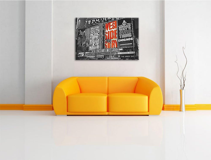 grossartiges Programm des berühmten Broadway's schwarz/weiss Deluxe Format: 100x70 cm auf Leinwand,