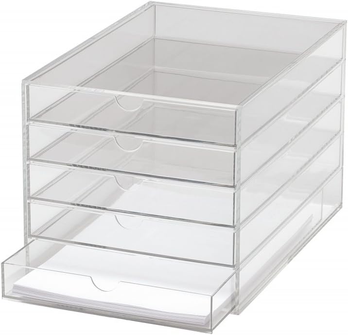 MAUL Schubladenbox A4 aus Acryl | Schreibtisch Organizer mit 5 Fächern zur Aufbewahrung von Papier,