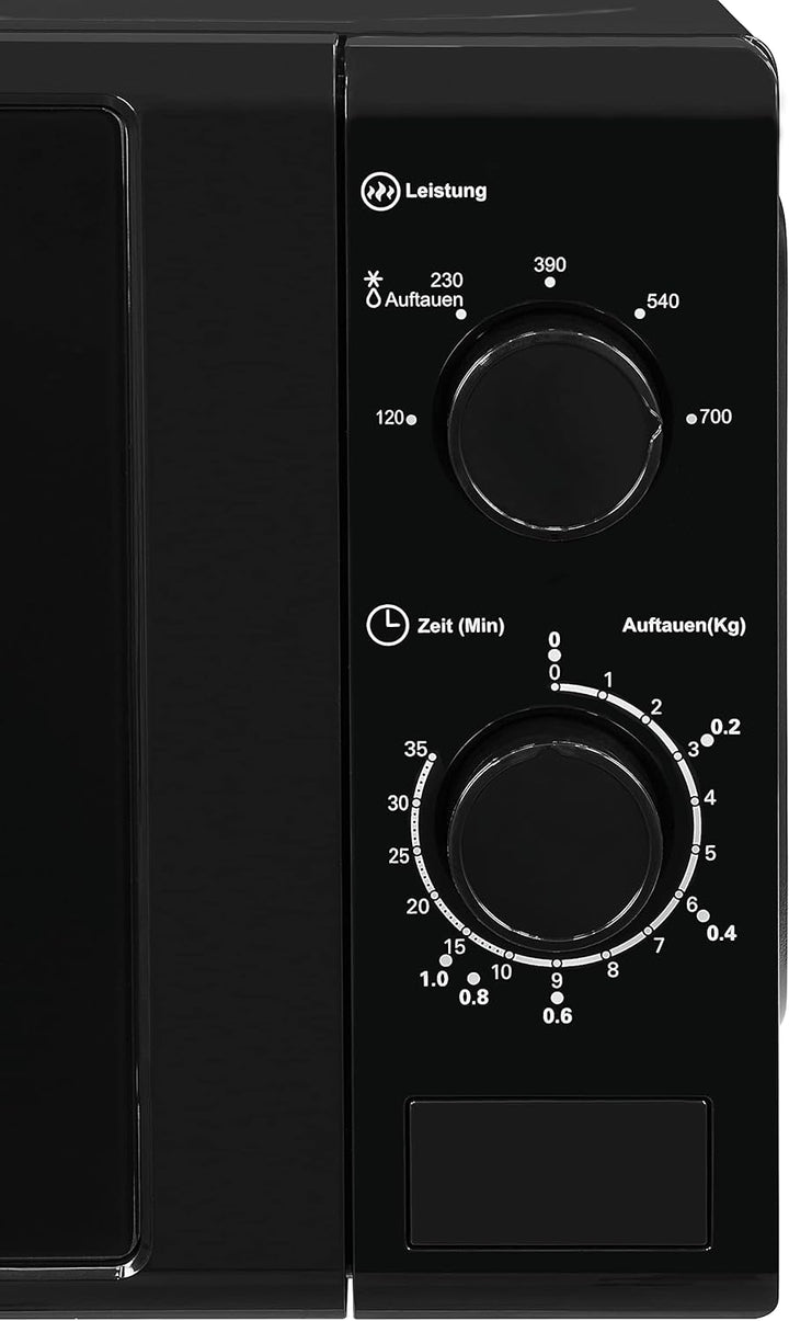 Exquisit® Mikrowelle 700 W, 20 Liter, schwarz, Drehteller 25 cm, modernes Design, lackierte Innenaus
