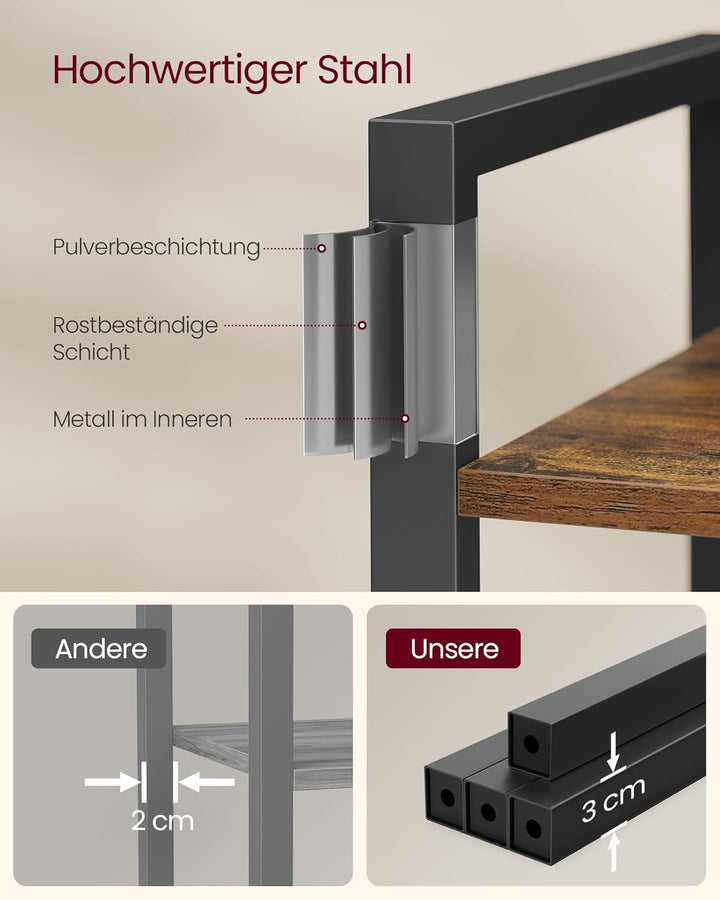 VASAGLE Bücherregal 6 Ebenen, Standregal mit Stahlrahmen, freistehendes Regal, Wohnzimmer, Schlafzim