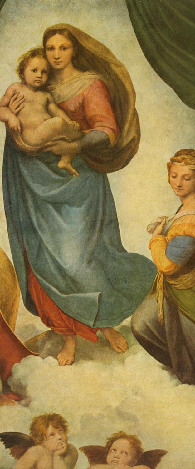 Glasbild Panorama | Wandbild aus Echtglas | Raffael - Sixtinische Madonna | 100x40 cm | inkl. Aufhän