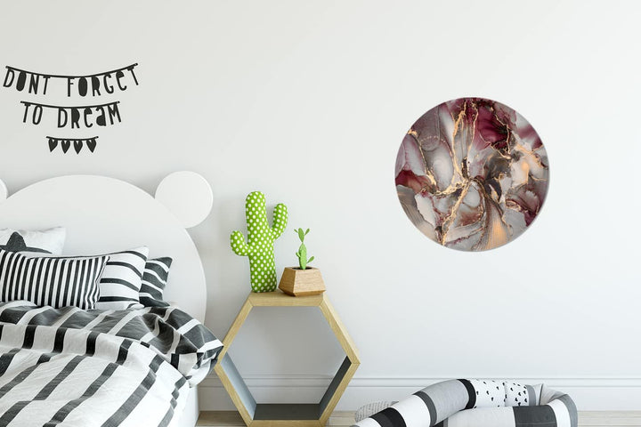 Wandbild Rund Wanddeko Deko Wohnzimmer Bilder 30x30 cm Gold - Marmor - Lila, 30x30 cm
