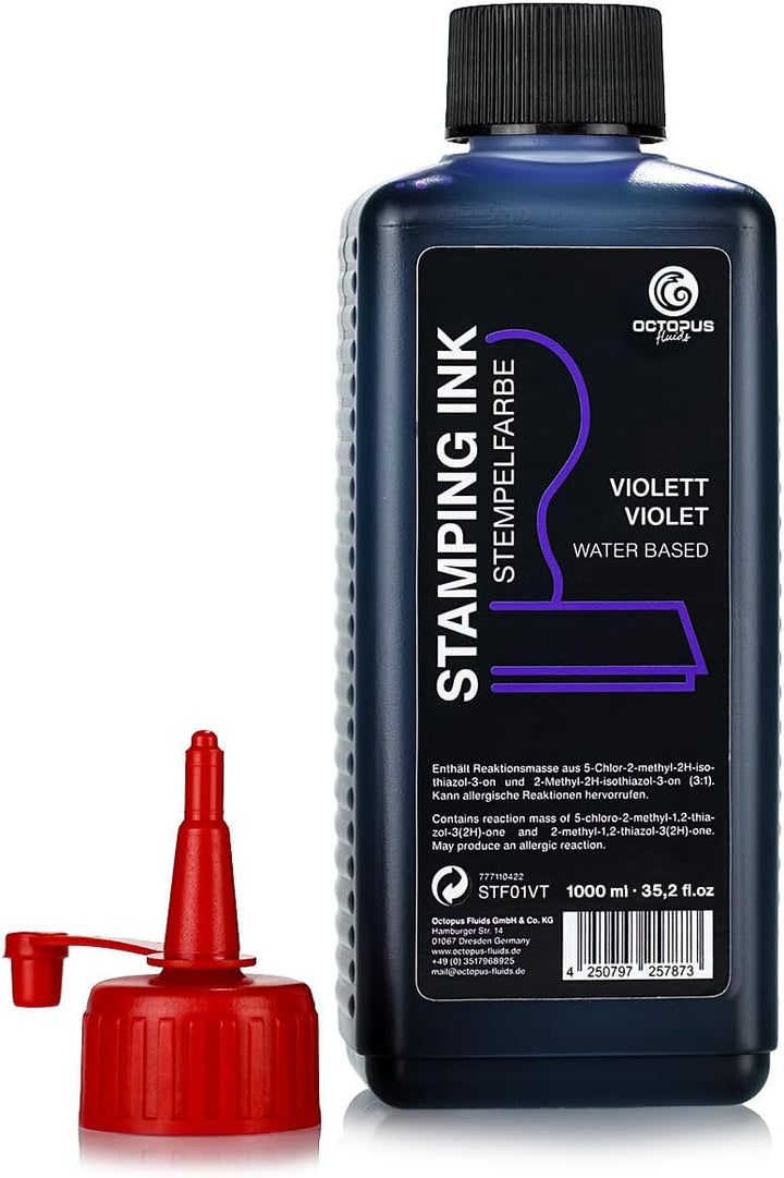 Octopus Fluids Stempelfarbe, Nachfüllfarbe zum Nachtränken von Stempelkissen und Stempelautomaten, 1