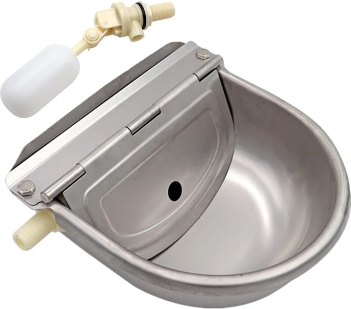 MUALROUS Automatische Tränkeschale Edelstahl Rindertränke mit 2 Stück 1" 2 Schwimmerventi Wasserträn