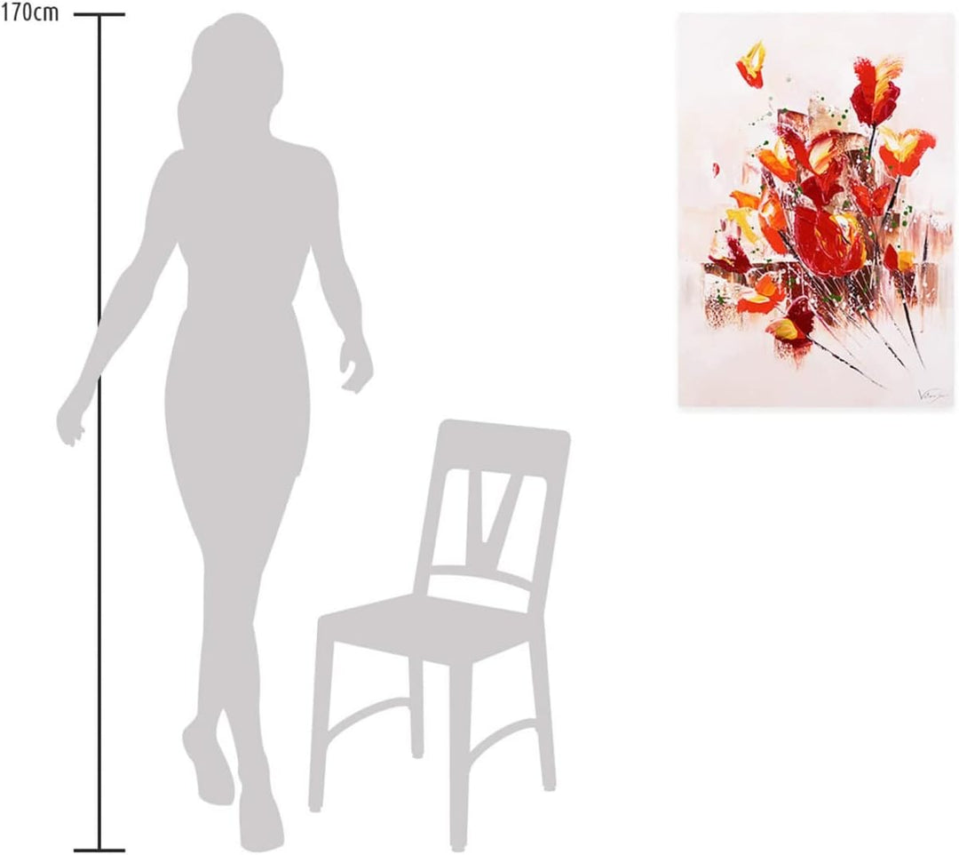 KunstLoft Leinwandbild | 100% HANDGEMALT | 60x80cm | Gemälde 'Temper is a Weapon' | Mohnblumen | Rot