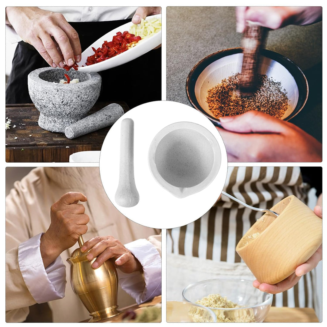 VILLCASE 2 Sets/4 Stück kleiner Porzellanmörser Stössel Set Keramik Kleine Kräuterschale Pesto Pulve