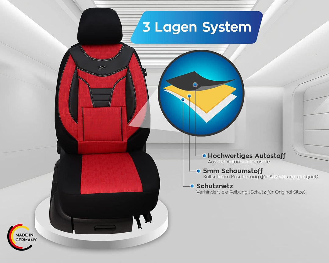 BREMER SITZBEZÜGE Mass Auto Schonbezüge kompatibel mit VW T-Cross Fahrer & Beifahrer Set ab 2019 / A