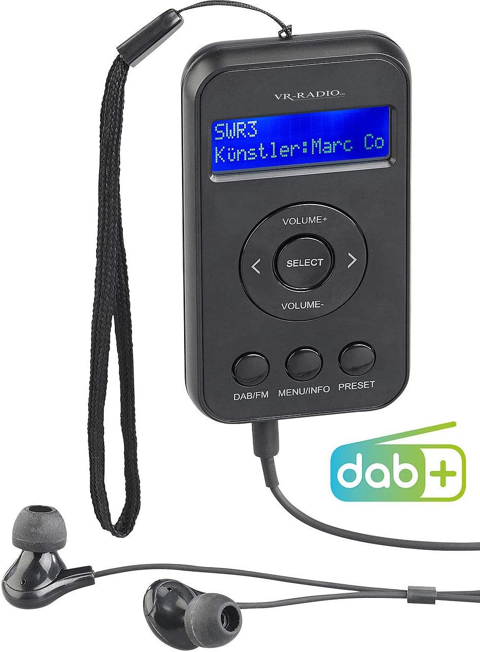 VR-Radio Mini Radio: Digitales Taschenradio mit DAB+/FM, Akku, LCD-Display, DRC & Ohrhörern (Taschen