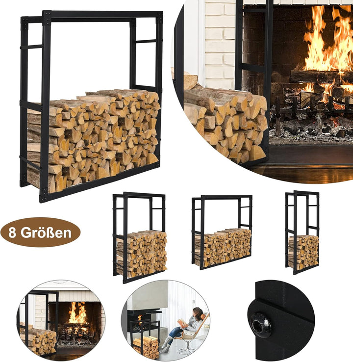 Lospitch Kaminholzregal Feuerholzregal Innen Brennholzregal Holzhalter, Stabiles Metall-Gestell In M