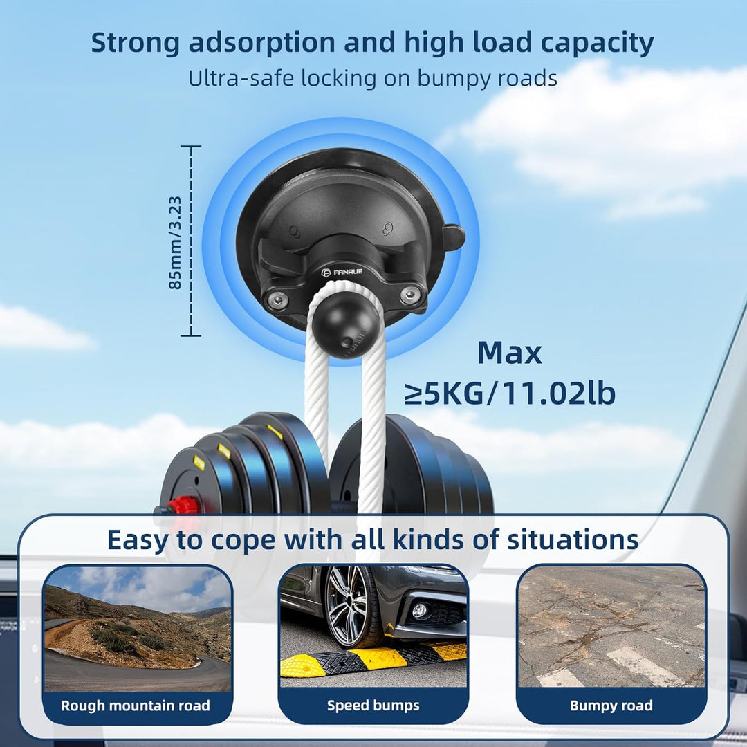 FANAUE Twist Lock Saugnapf Basis mit 1-Zoll-Kugel-Adapter kompatibel mit RAM Mount B Grösse Doppelso
