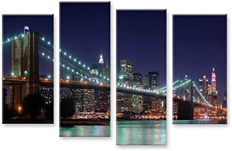 islandburner Bild Bilder auf Leinwand Brooklyn Bridge 4er XXL Poster Leinwandbild Wandbild Dekoartik