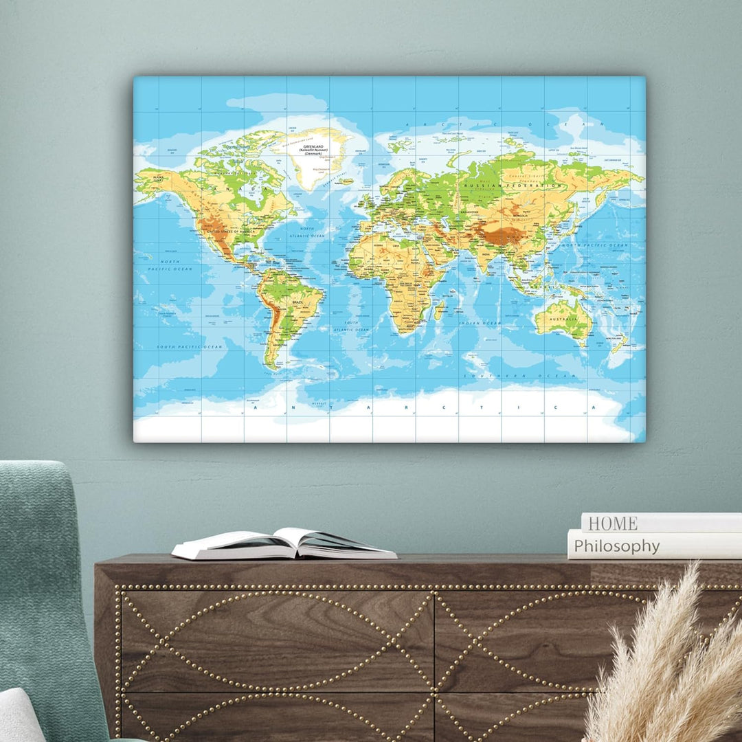MuchoWow© Leinwand Bilder 80x60 cm Wanddeko Wohnzimmer Aesthetic Room Decor Deko Zimmer Wandbilder M