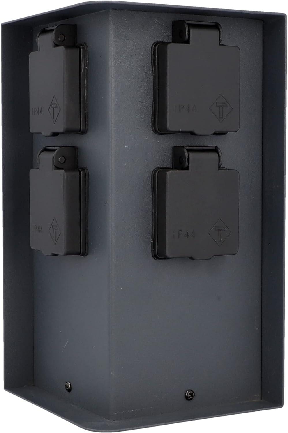 UNITEC Steckdosenverteiler für den Garten, Steckdosensäule, Aussensteckdose Edelstahl, IP 44, 4 Stec