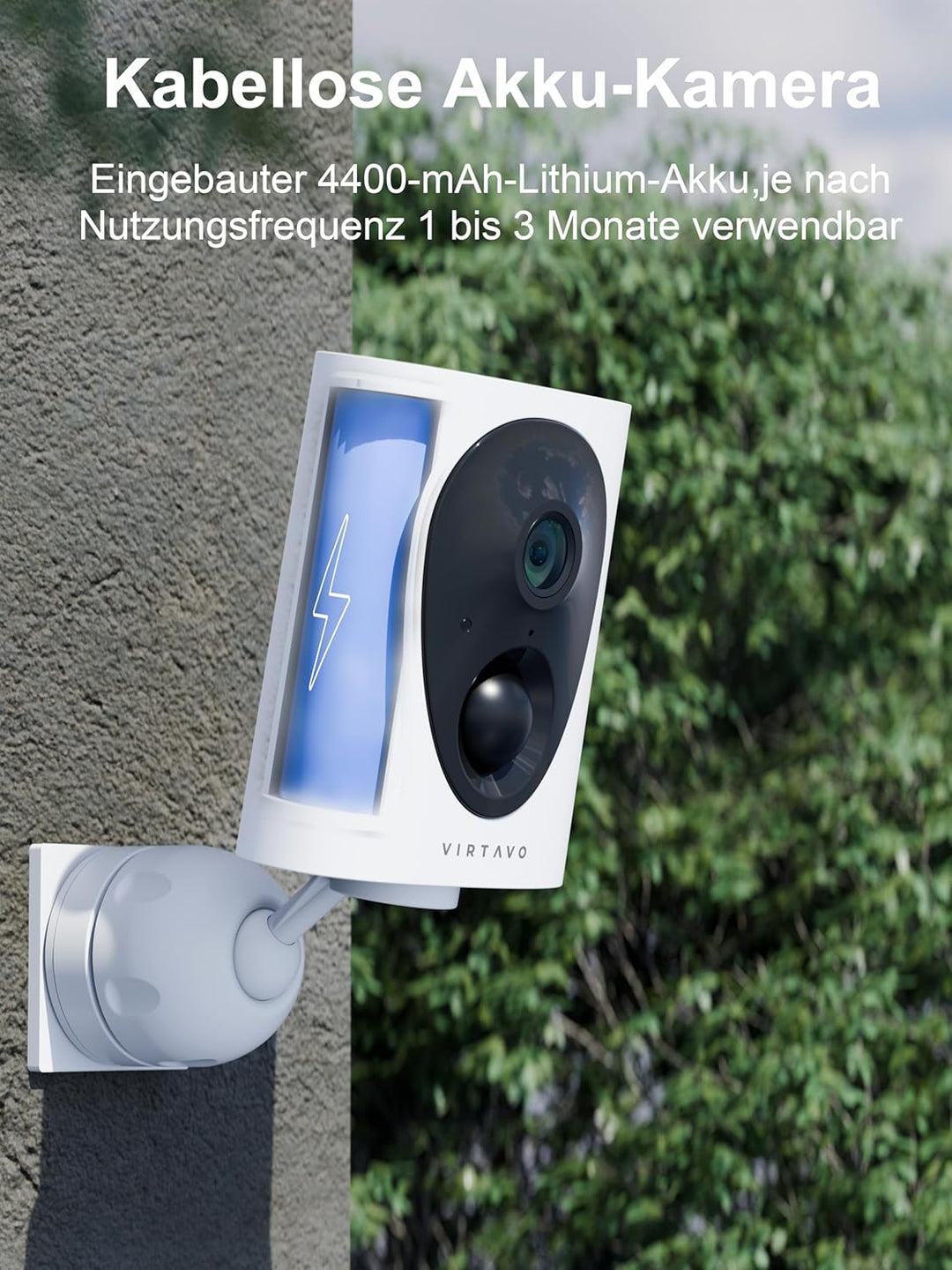 virtavo 2K Überwachungskamera Aussen Akku WLAN HD Kabellos Kamera, Nachtsicht WiFi Outdoor,aussen/in