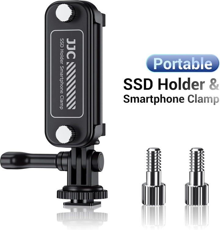 JJC Tragbare SSD-Halterung, Smartphone-Klemme für iPhone 16 15 Pro & Pro Max Galaxy Pixel Mate, 55–9