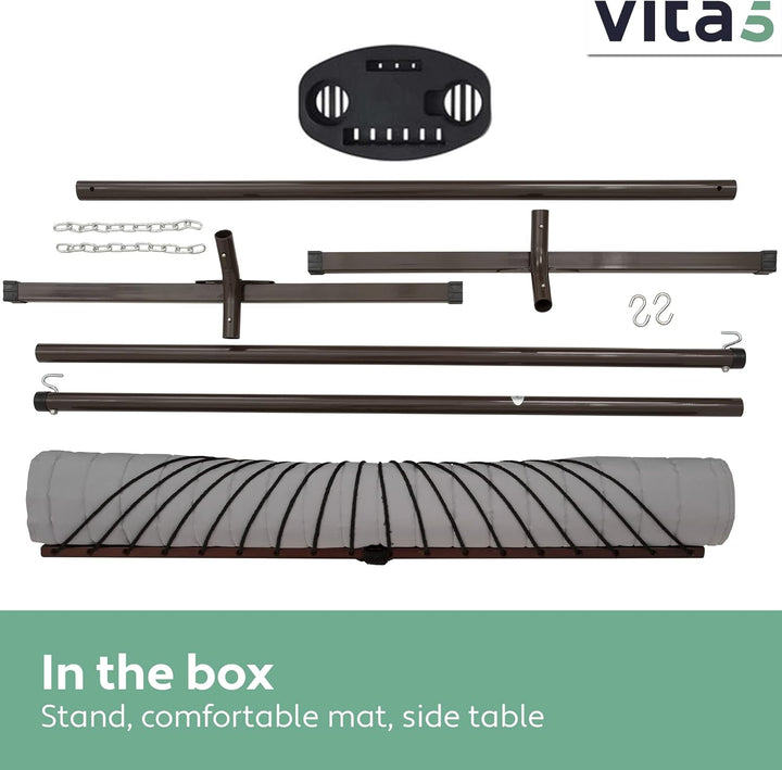 VITA5 Hängematte mit Gestell und Tisch - Hängematte Outdoor für den Garten, Pool & Balkon - Grosszüg