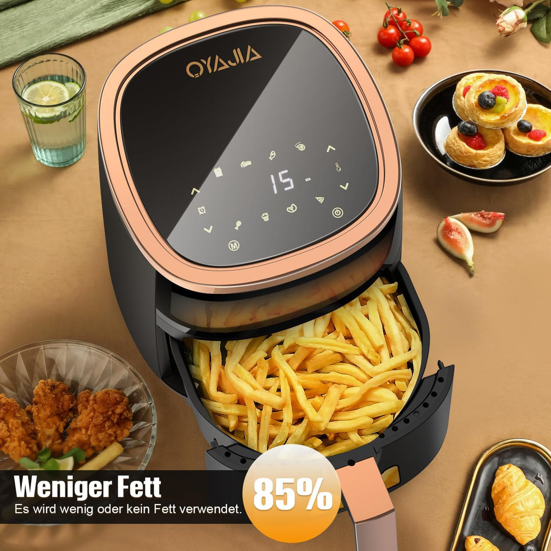 Heissluftfritteuse 6L Airfryer mit 8 Programme, Rapid Air Heisslufttechnologie, Touchscreen, Sichtfe